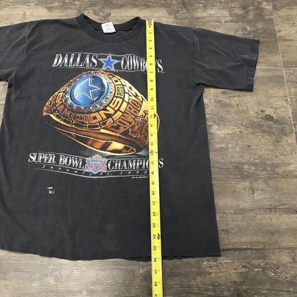 FADED Dallas Cowboys 1993 Super Bowl XXVII Champions Ring T Shirt Large USA Made - Picture 9 of 11